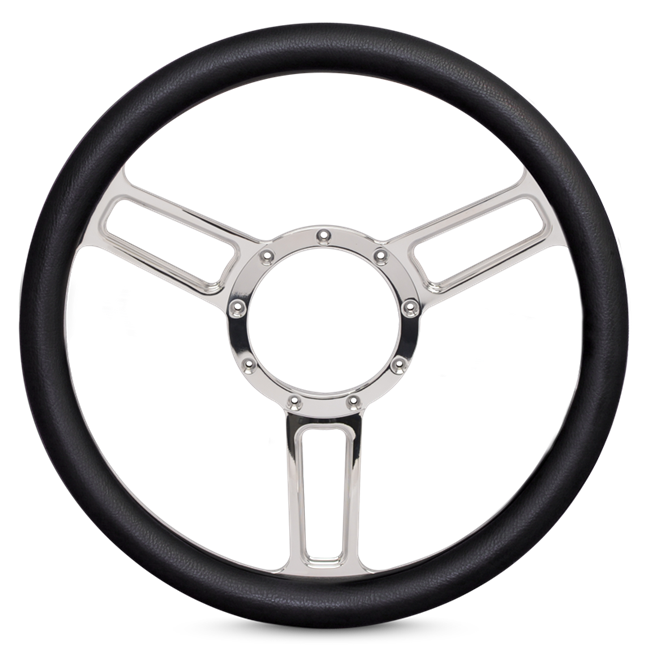 Steering Wheel Launch Symmetrical Billet Aluminum -Black Anodized Spokes /Black Grip