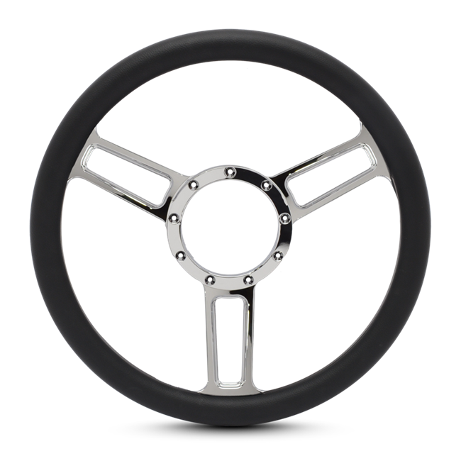 Steering Wheel Launch Symmetrical Billet Aluminum -Clear Coat Spokes /Black Grip