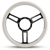 Steering Wheel Launch Symmetrical Billet Aluminum -Black Anodized Spokes /White Grip