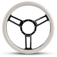 Steering Wheel Launch Symmetrical Billet Aluminum -Black Anodized Spokes /White Grip