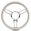 Steering Wheel Launch Symmetrical Billet Aluminum -Chrome Plated Spokes /White Grip
