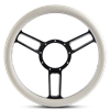 Steering Wheel Launch Symmetrical Billet Aluminum -Highlight Finish /White Grip