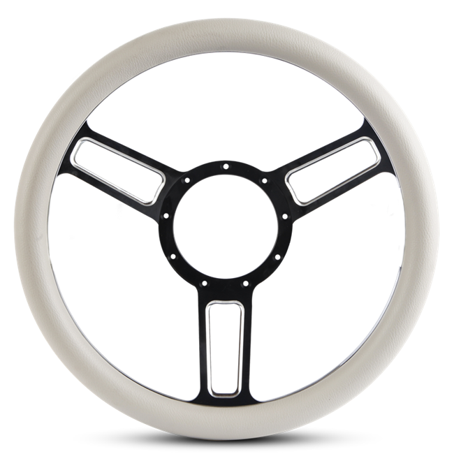 Steering Wheel Launch Symmetrical Billet Aluminum -Highlight Finish /White Grip