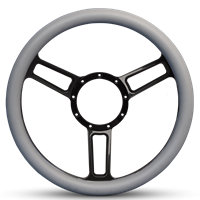 Steering Wheel Launch Symmetrical Billet Aluminum -Gloss Black Spokes /Grey Grip