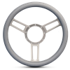 Steering Wheel Launch Symmetrical Billet Aluminum -Clear Anodized Spokes /Grey Grip