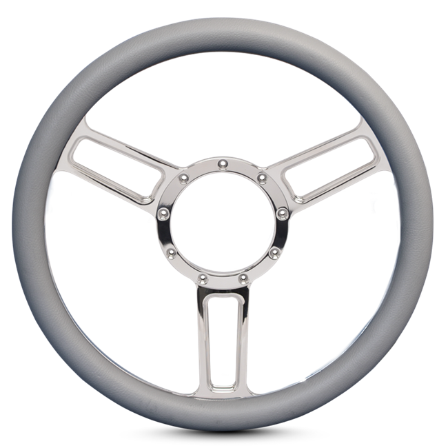 Steering Wheel Launch Symmetrical Billet Aluminum -Clear Protected Spokes /Grey Grip