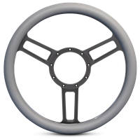 Steering Wheel Launch Symmetrical Billet Aluminum -Matte Black Spokes /Grey Grip