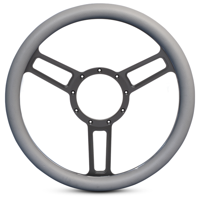 Steering Wheel Launch Symmetrical Billet Aluminum -Matte Black Spokes /Grey Grip