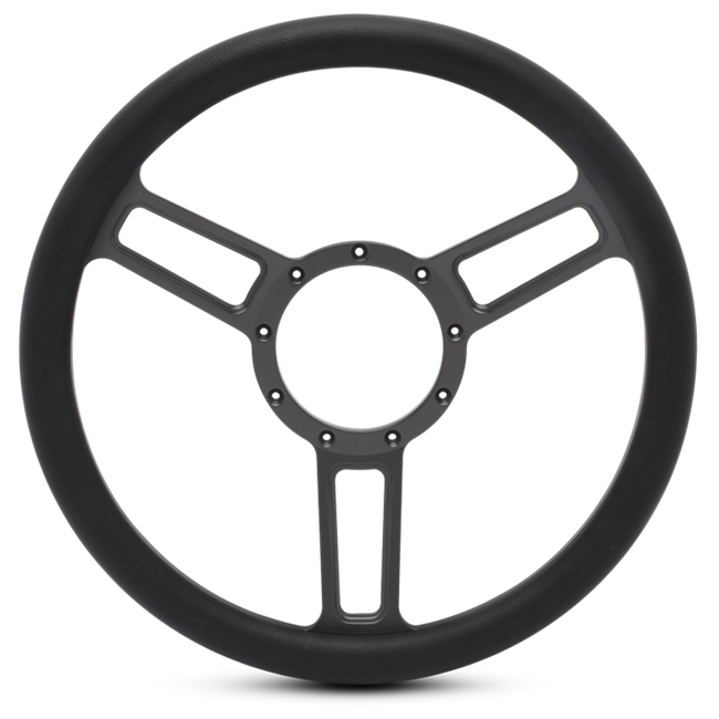 Steering Wheel Launch Symmetrical Billet Aluminum -Matte Black Spokes /Black Grip