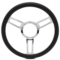 Steering Wheel Launch Symmetrical Billet Aluminum -Polished Spokes/Black Grip