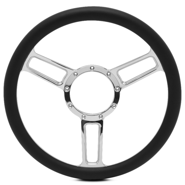 Steering Wheel Launch Symmetrical Billet Aluminum -Polished Spokes/Black Grip