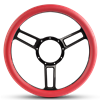 Steering Wheel Launch Symmetrical Billet Aluminum -Black Anodized Spokes /Red Grip