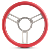 Steering Wheel Launch Symmetrical Billet Aluminum -Clear Anodized Spokes /Red Grip