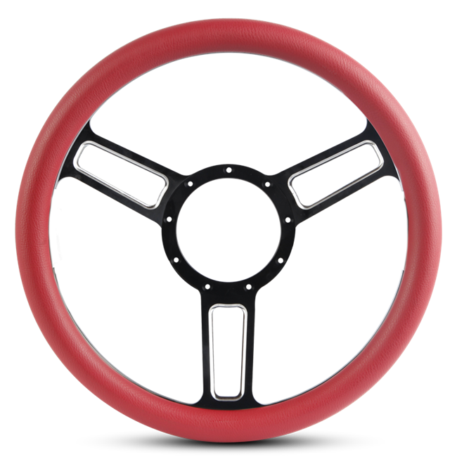 Steering Wheel Launch Symmetrical Billet Aluminum -Highlight Finish /Red Grip
