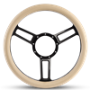 Steering Wheel Launch Symmetrical Billet Aluminum -Gloss Black Spokes /Tan Grip