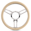Steering Wheel Launch Symmetrical Billet Aluminum -Chrome Plated Spokes /Tan Grip