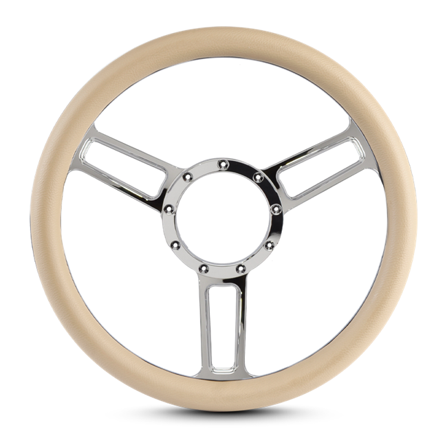Steering Wheel Launch Symmetrical Billet Aluminum -Clear Protected Spokes /Tan Grip