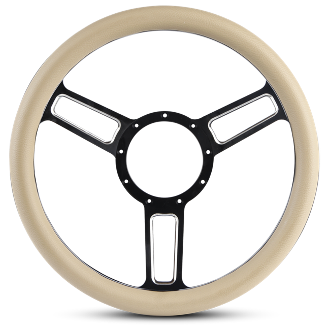Steering Wheel Launch Symmetrical Billet Aluminum -Highlight Finish/Tan Grip