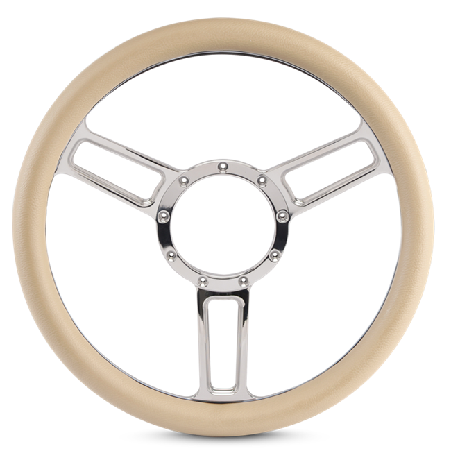 Steering Wheel Launch Symmetrical Billet Aluminum -Polished Spokes /Tan Grip