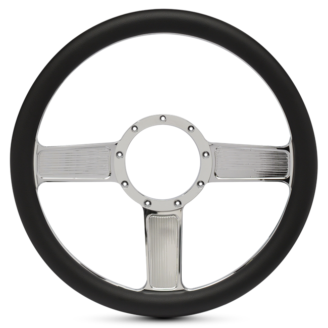 Steering Wheel Linear Billet Aluminum -Clear Coat Spokes /Black Grip