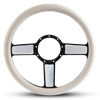 Steering Wheel Linear Billet Aluminum -Highlight Finish /White Grip