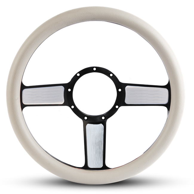 Steering Wheel Linear Billet Aluminum -Highlight Finish /White Grip