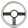 Steering Wheel Linear Billet Aluminum -Matte Black Spokes /White Grip
