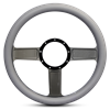 Steering Wheel Linear Billet Aluminum -Black Anodized Spokes /Grey Grip