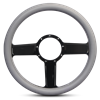 Steering Wheel Linear Billet Aluminum -Gloss Black Spokes /Grey Grip