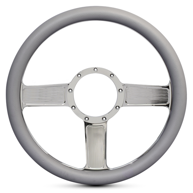 Steering Wheel Linear Billet Aluminum -Clear Protected Spokes /Grey Grip