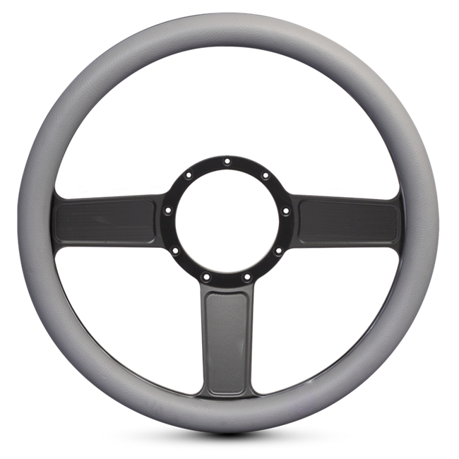Steering Wheel Linear Billet Aluminum -Matte Black Spokes /Grey Grip
