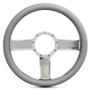 Steering Wheel Linear Billet Aluminum -Polished Spokes/Grey Grip