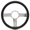 Steering Wheel Linear Billet Aluminum -Polished Spokes/Black Grip