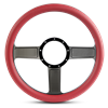 Steering Wheel Linear Billet Aluminum -Black Anodized Spokes /Red Grip