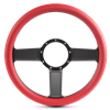 Steering Wheel Linear Billet Aluminum -Gloss Black Spokes /Red Grip