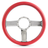 Steering Wheel Linear Billet Aluminum -Clear Protected Spokes /Red Grip