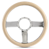 Steering Wheel Linear Billet Aluminum -Chrome Plated Spokes /Tan Grip