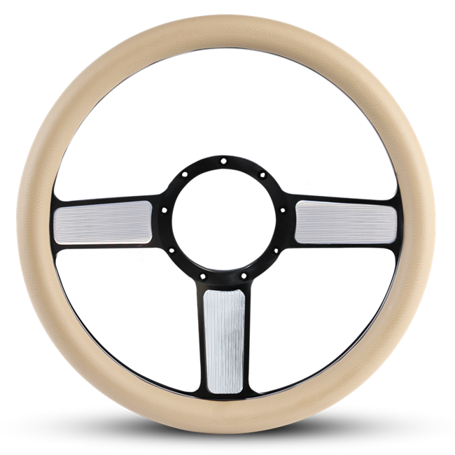 Steering Wheel Linear Billet Aluminum -Highlight Finish/Tan Grip