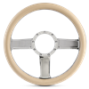 Steering Wheel Linear Billet Aluminum -Polished Spokes /Tan Grip