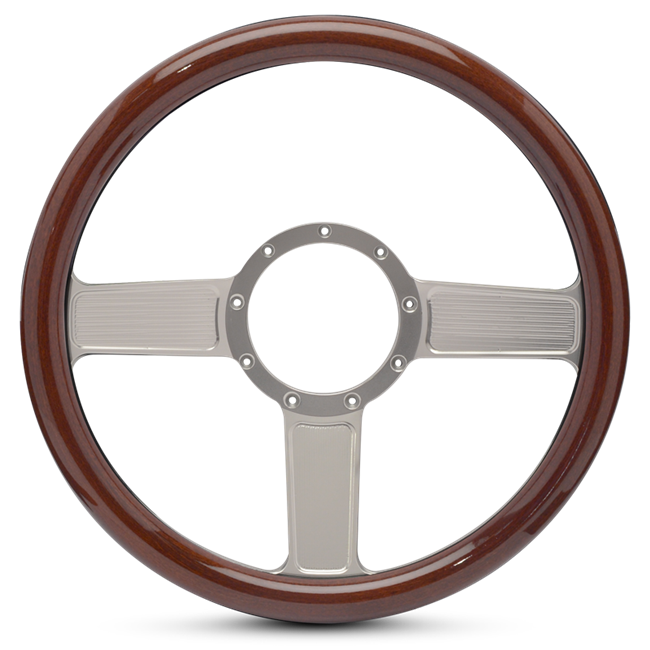 Steering Wheel Linear Billet Aluminum -Clear Anodized Spokes /White Grip