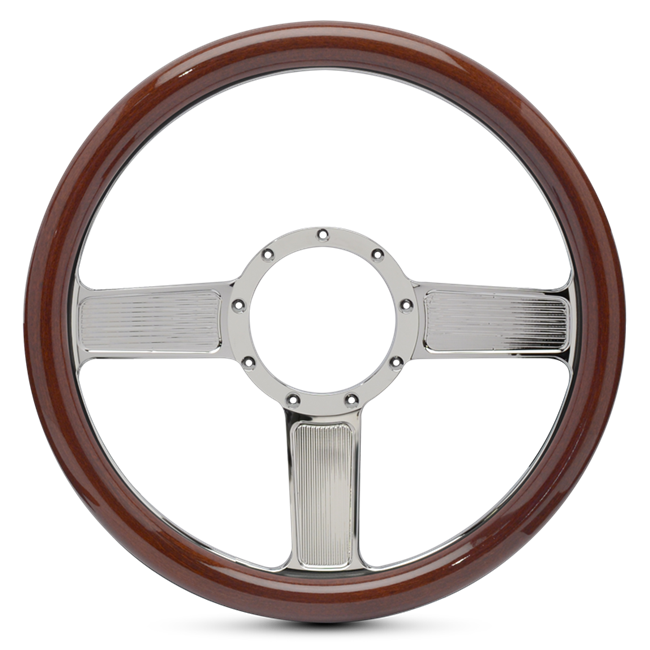 Steering Wheel Linear Billet Aluminum -Clear Protected Spokes /White Grip