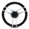 Steering Wheel Corerra Symmetrical Billet Aluminum Full Wrap-Polished Spokes /Black Grip