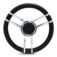Steering Wheel Corerra Symmetrical Billet Aluminum Full Wrap-Polished Spokes /Black Grip