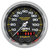 Gps Hp Speedometer With Display 120mph 3-3/8" Carbon Fiber