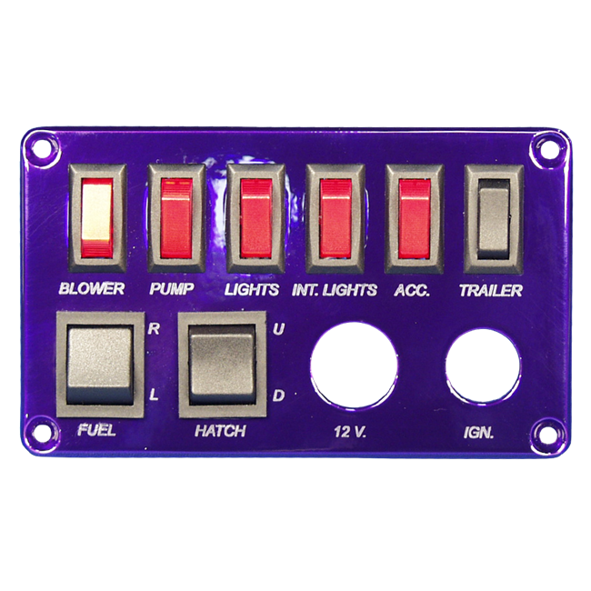 Switch Panel- Six Single Pole Switches W/ Two Double Pole Switches W/ Ignition Switch