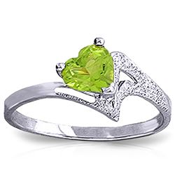 ALARRI 0.6 Carat 14K Solid White Gold Ring Natural Peridot