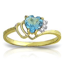 ALARRI 0.97 CTW 14K Solid Gold Ring Natural Diamond Blue Topaz