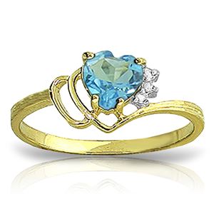 ALARRI 0.97 CTW 14K Solid Gold Ring Natural Diamond Blue Topaz