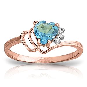 ALARRI 0.97 CTW 14K Solid Rose Gold Ring Natural Diamond Blue Topaz