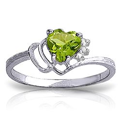 ALARRI 0.97 Carat 14K Solid White Gold Ring Natural Diamond Peridot